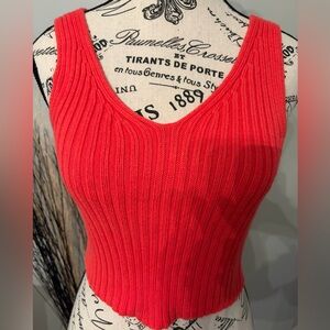 Adam Levine Coral Ribbed Sleeveless Tank